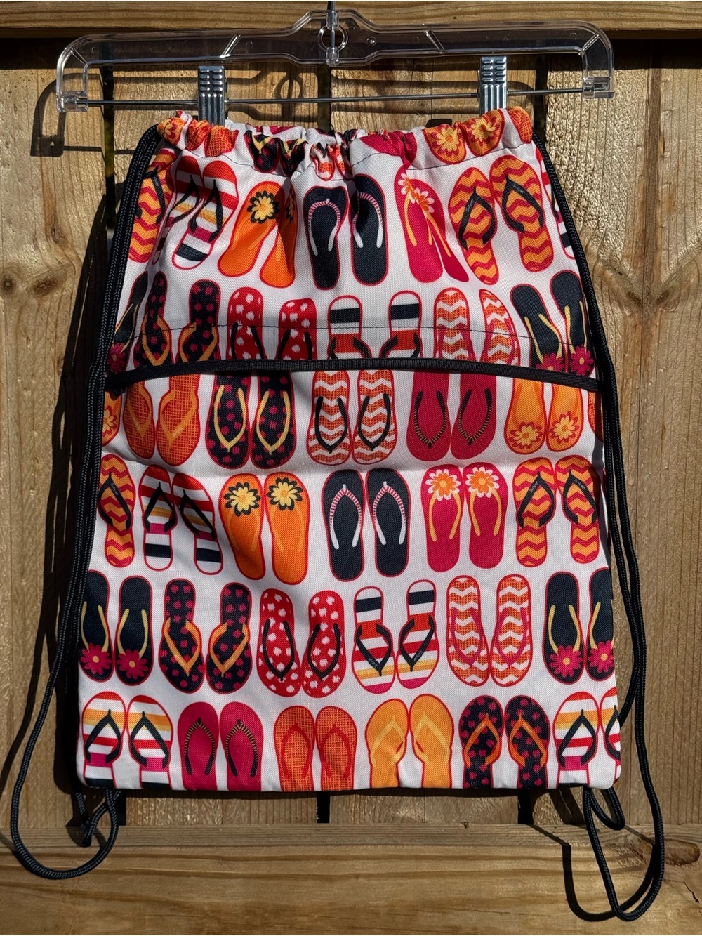 NEW Thirty-One Cool Cinch Thermal Drawstring Backpack Fun Flops Pattern Beach